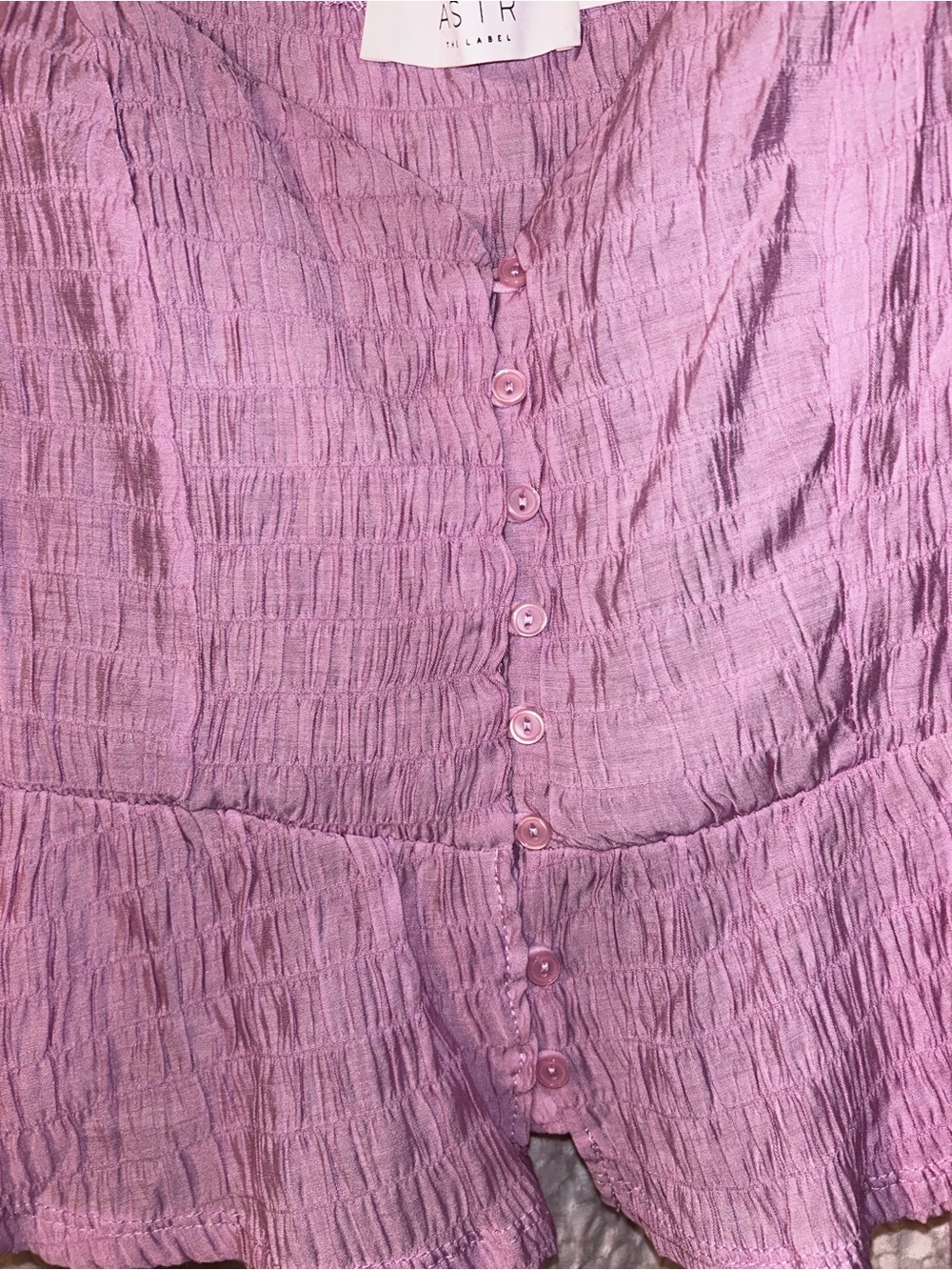 ASTR The Label - Lilac Puff-Sleeve Peplum Blouse - Medium NWOT - Picture 6 of 7